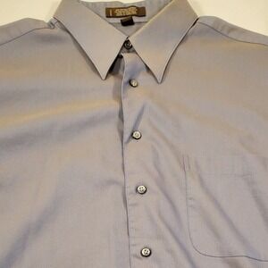 J Ferrar Mens Blue Stretch Dress Shirt Button Up Long Sleeve Wrinkle Free‎